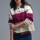 Q2 Maroon Striped Knit Sweater with Button Details