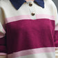 Maroon Striped Knit Sweater with Button Details