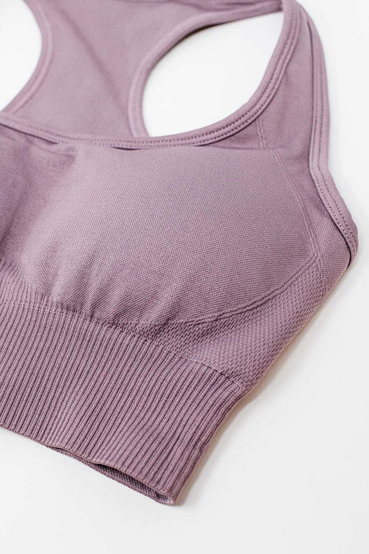 Mauve Ribbed Sports Bra