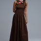 Maxi Brown Smocked Poplin Dress