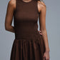 Maxi Brown Smocked Poplin Dress