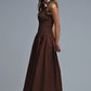 Maxi Brown Smocked Poplin Dress