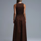 Maxi Brown Smocked Poplin Dress