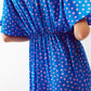 Maxi Cinched At The Waist Dress With Angel Sleeves In Blue Polka Dot