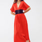 Q2 Maxi Cinched At The Waist Dress With Angel Sleeves In Red Polka Dot