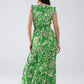 Maxi Cinched Waist Floral Print Dress in Green