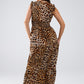 Maxi Cinched Waist Leopard Print Dress