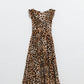 Maxi Cinched Waist Leopard Print Dress