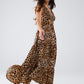 Maxi Cinched Waist Leopard Print Dress