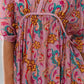 Maxi Dress In Pink With Braided Seams And Flower Print