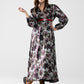 Q2 maxi dress with metallic effect flower print