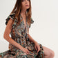 Q2 Maxi dress with tiered skirt in mixed paisely print