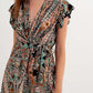 Vestido largo con falda a capas en estampado mixto Paisley