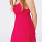 Maxi vestido fucsia de verano con tirantes y cintura fruncida