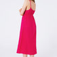 Maxi vestido fucsia de verano con tirantes y cintura fruncida