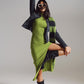 Q2 Maxi green knitted dress with a lime green