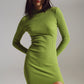 Maxi green knitted dress with a lime green