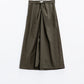 Maxi khaki poplin skirt with knot detail at the waist