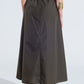 Maxi khaki poplin skirt with knot detail at the waist