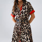 Maxi Leopard Button-Down Dress With Red Details