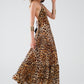 maxi leopard print boho dress with open back