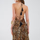 maxi leopard print boho dress with open back