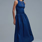 Maxi Navy Poplin Dress with smocked detail