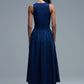 Maxi Navy Poplin Dress with smocked detail