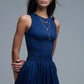 Maxi Navy Poplin Dress with smocked detail