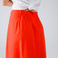 Maxi orange poplin skirt with knot detail at the waist