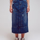 Maxi Pencil Denim Skirt With Panel Details In The Front