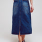 Maxi Pencil Denim Skirt With Panel Details In The Front