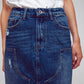 Maxi Pencil Denim Skirt With Panel Details In The Front