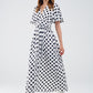 Maxi polka dot dress with open back detail