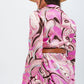 Maxi shirt dress in pink abstract print