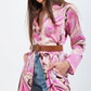 Maxi shirt dress in pink abstract print