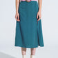 Maxi Skirt in Green With Flower Print and Side Slit