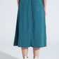 Maxi Skirt in Green With Flower Print and Side Slit