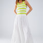 Maxi skirt in white fluid fabric with elastic waist