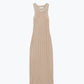 Q2 Maxi Sleeveless Halter Bodycon Ribbed Dress in beige