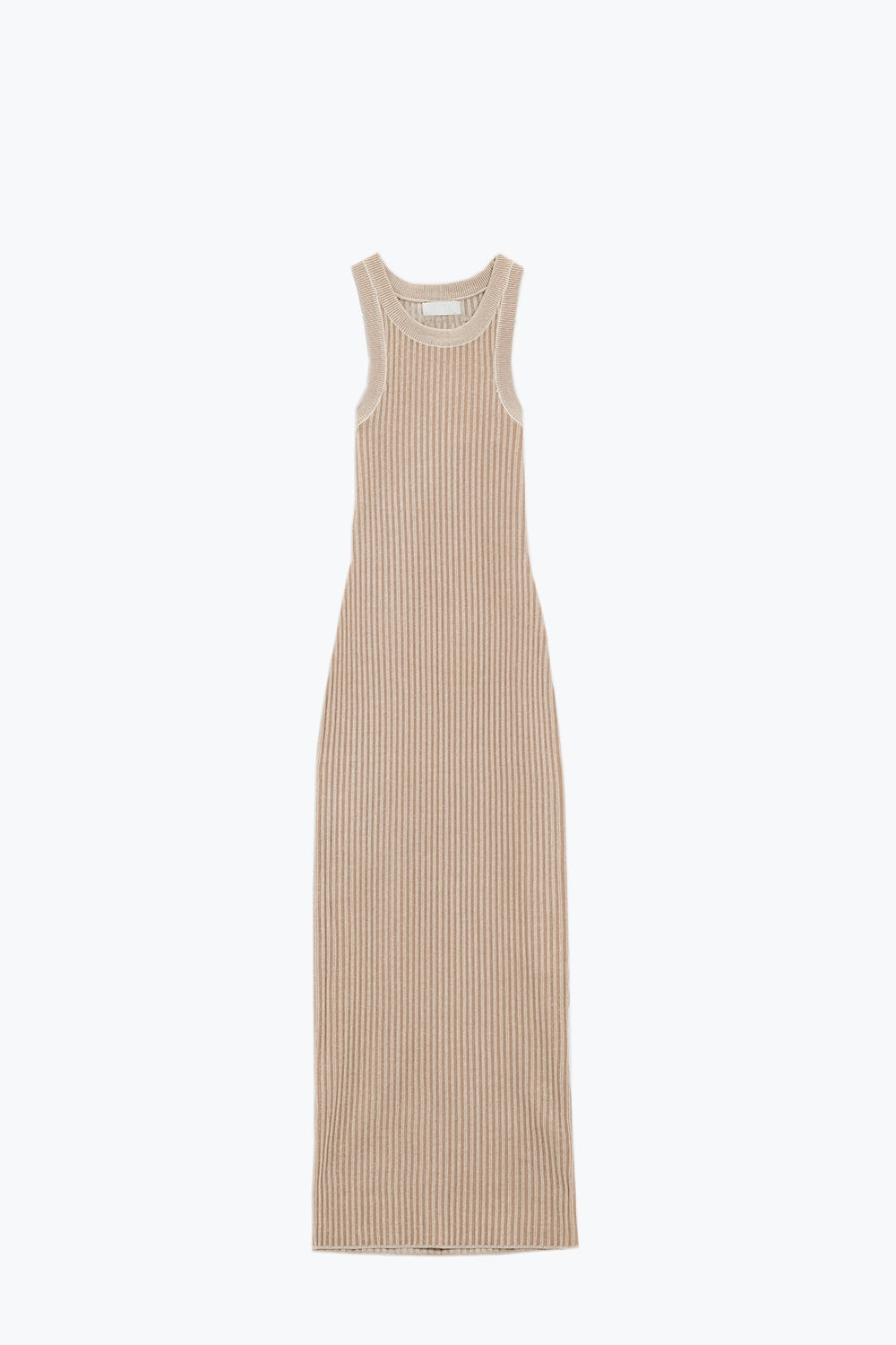 Q2 Maxi Sleeveless Halter Bodycon Ribbed Dress in beige