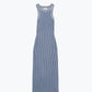 Q2 Maxi Sleeveless Halter Bodycon Ribbed Dress in blue