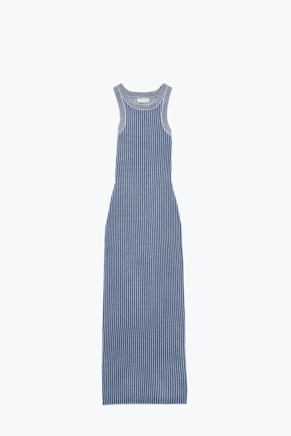 Q2 Maxi Sleeveless Halter Bodycon Ribbed Dress in blue