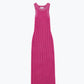 Q2 Maxi Sleeveless Halter Bodycon Ribbed Dress in fuchsia