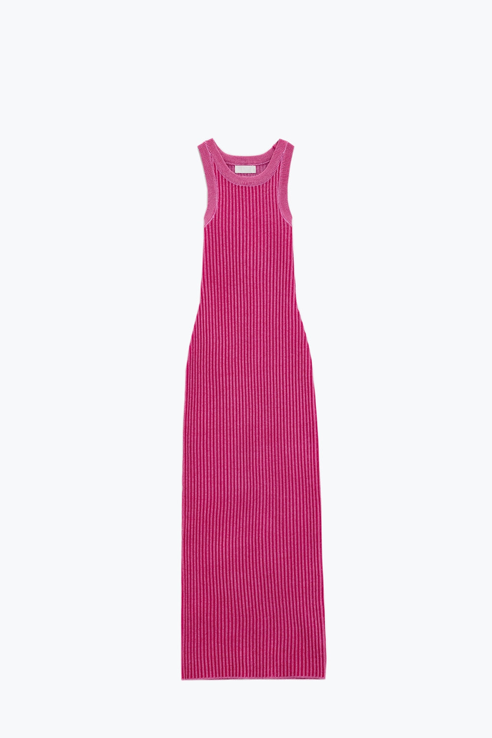 Q2 Maxi Sleeveless Halter Bodycon Ribbed Dress in fuchsia