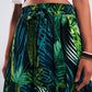 Maxi tiered skirt in green tropical print