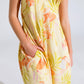 Maxi yellow jumpsuit in tropical print