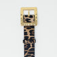 Medium width leopard belt in dark brown with gold buckle