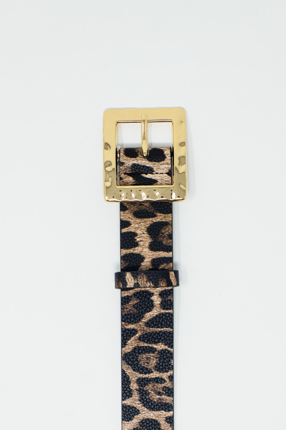 Medium width leopard belt in dark brown with gold buckle