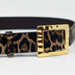 Medium width leopard belt in dark brown with gold buckle